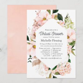 Convites Chá Virtual Blush Pink Floral Hydrangeas