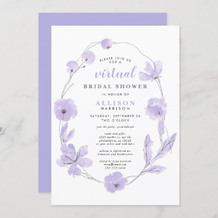 Convites Chá Virtual Bridal Lavanda Floral Watercolor