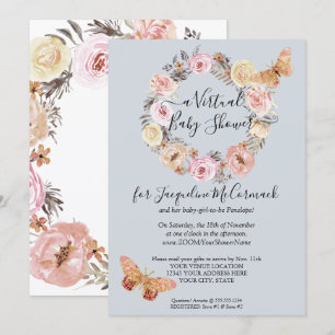 Convites Chá Virtual da Borboleta Azul Dusty