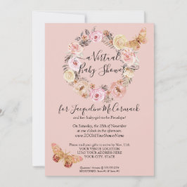 Convites Chá Virtual de Borda Floral Dusty Pink