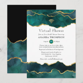 Convites Chá Virtual de Pedra de Agato Geográfico Dourado e