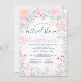 Convites chá virtual de script de aquarela floral Pastel