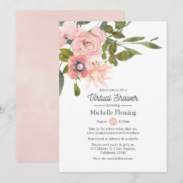 Convites Chá Virtual Dourado, cor-de-rosa e Rosa