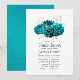 Convites Chá virtual flexível e Dourado