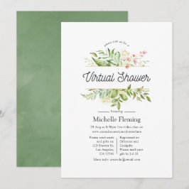 Convites Chá Virtual Geométrico Crystal Greenery