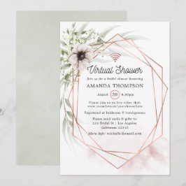 Convites Chá Virtual Geométrico Eucalyptus Watercolor