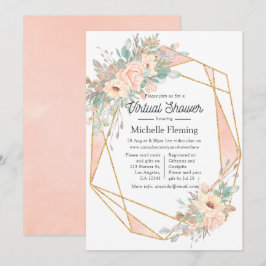 Convites Chá Virtual Geométrico Floral do Pastel Blush