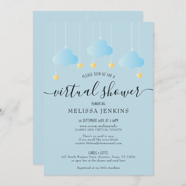 Convites Chá Virtual Online de Longa Distância por Email (Frente/Verso)