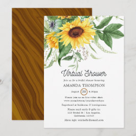 Convites Chá Virtual Russo de Girassol Boêmiano