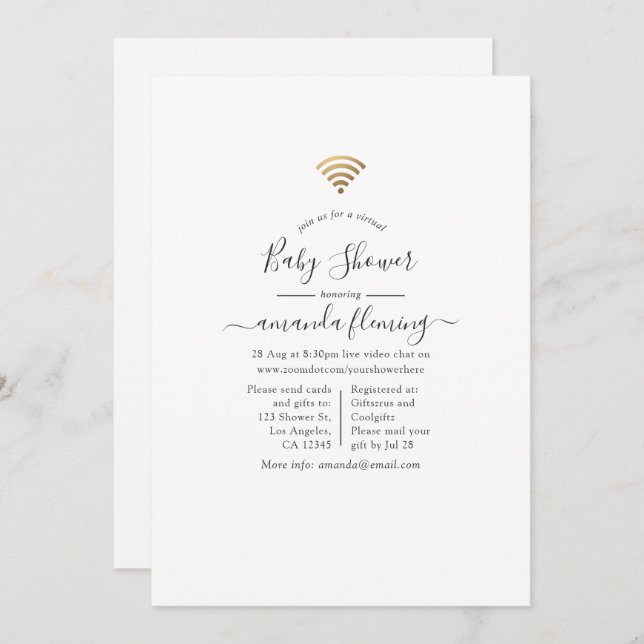 Convites Chá Virtual Trendy (Frente/Verso)