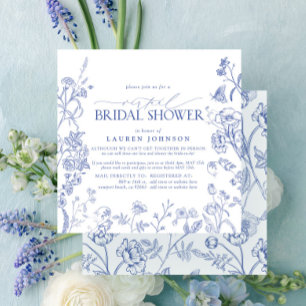 Convites Chá Virtual Vitoriano Azul e Branco