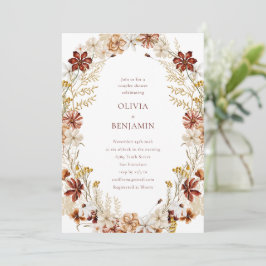 Convites Chá Whimsical Botanical Burgundy Wreath