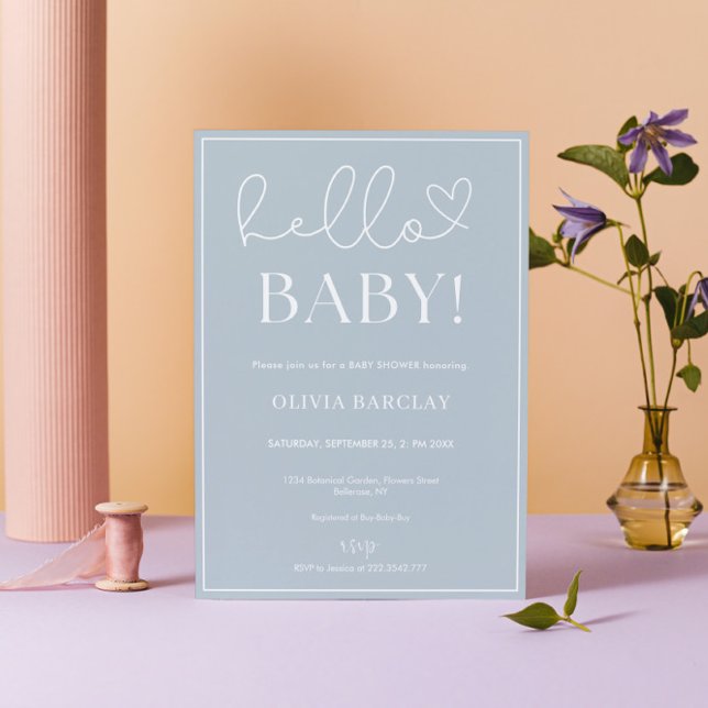 Convites Chá White Baby Boy Azul (Criador carregado)