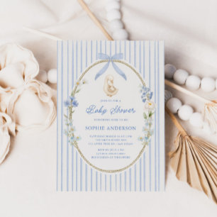 Convites Chalé de Ganso e Gansinho Azul Baby Shower