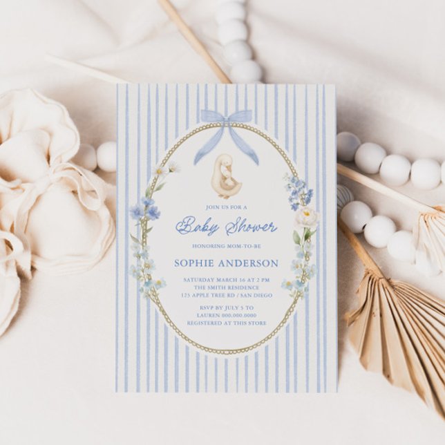 Convites Chalé de Ganso e Gansinho Azul Baby Shower (Criador carregado)