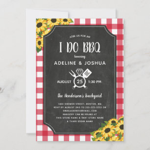 Convites Chalk Gingham Sunflower I Do Chá Do CHURRASCO