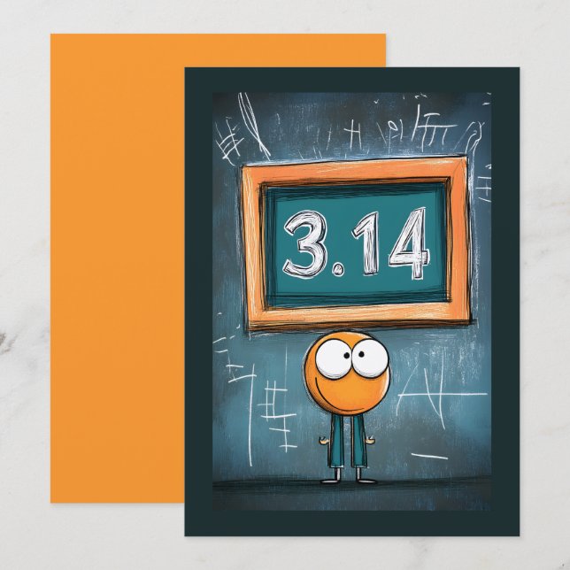 Convites Chalk para Pi: Modo de Geek 3.14 ativado (Frente/Verso)