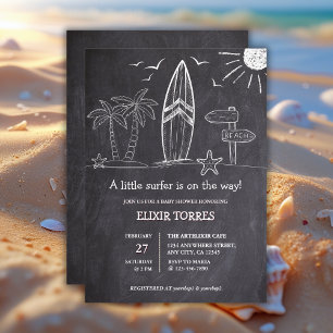 Convites Chalkboard A Little Surfer Chá de fraldas