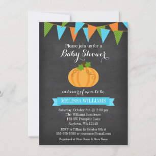 Convites Chalkboard Abóbora Bunting Menino Chá de Bebê de O