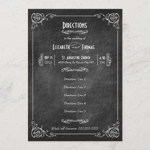 Convites Chalkboard Art Deco Directions Insert Card