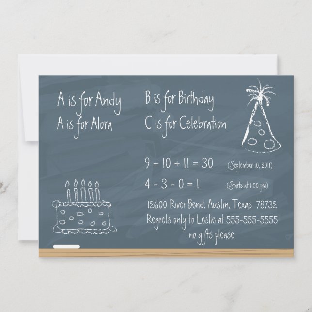 Convites Chalkboard Birthday (Frente)