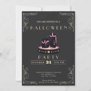 Convites Chalkboard Black & Dourado Black Canders Halloween