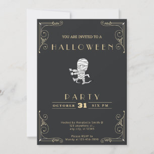 Convites Chalkboard Black & Dourado Runmy Halloween