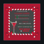 Convites Chalkboard Candy Candy Frame Cocktail Feriado<br><div class="desc">Cana doce armada em um olhar com arcos de canto e cocktail martini em um fundo vermelho de tijolo.</div>