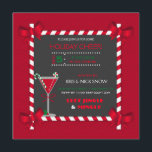 Convites Chalkboard Candy Candy Frame Cocktail Feriado<br><div class="desc">Cana doce armada em um olhar com arcos de canto e cocktail martini em um fundo vermelho de tijolo.</div>