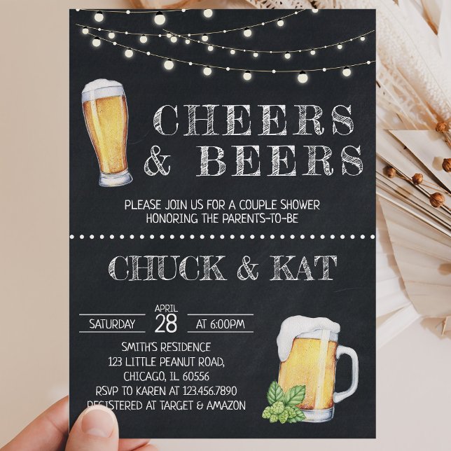 Convites Chalkboard de Chás e Cervejas para Churrasco de Be (Criador carregado)
