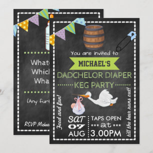 Convites Chalkboard de Festa de Chopp Dadchelor para Chá de