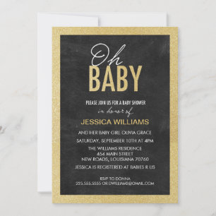 Convites Chalkboard e Douradas Chamadas para Chuveiro de Be