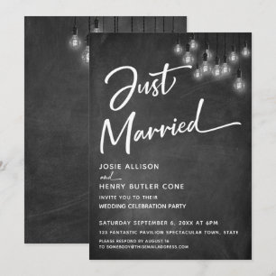 Convites Chalkboard Edison acende Recem casados moderno