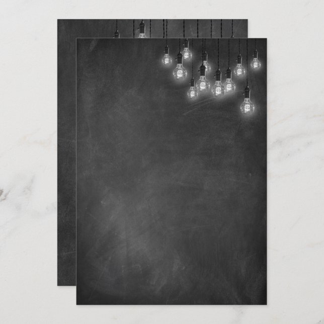Convites Chalkboard Edison Luzes Modernas (Frente/Verso)