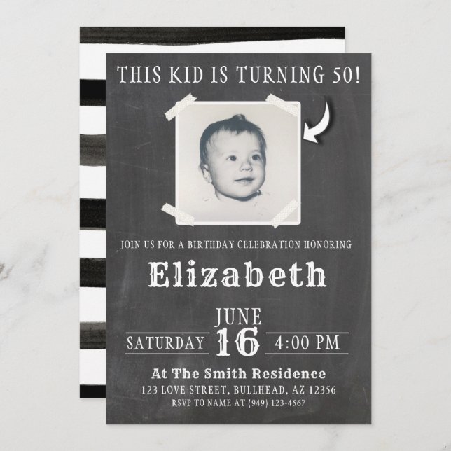 Convites Chalkboard Esta Criança está transformando o convi (Frente/Verso)