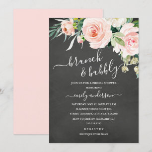 Convites Chalkboard Floral Brunch E Chá de panela De Borrac
