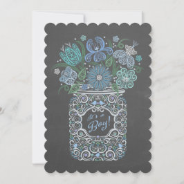 Convites Chalkboard Lacy Mason Baby Shower É um Menino