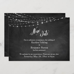 Convites Chalkboard & Lights Adiaram "New Date" de Casament