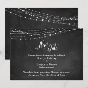 Convites Chalkboard & Lights Adiou casamento "Nova Data"