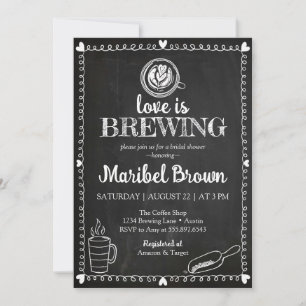 Convites Chalkboard Love Está Fazendo Café De Chá de panela
