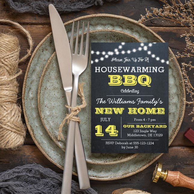 Convites Chalkboard Luzes Amarelo Invasões para Aquecimento (Criador carregado)