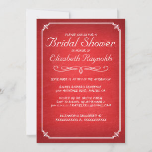 Convites Chalkboard Red Bridal Shower Invitations