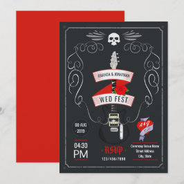 Convites Chalkboard Rock and Roll Wedding