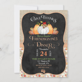 Convites Chalkboard Rústico Country Friendsgiving Burlap