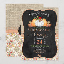 Convites Chalkboard Rústico Country Friendsgiving Burlap