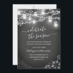 Convites Chalkboard Snowflake String Luz Natal Vermelho<br><div class="desc">Convites de Natal mais Bonito na Loja Little Bayleigh!</div>