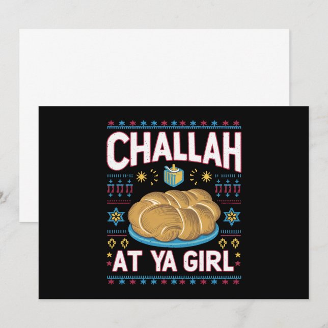 Convites Challah At Ya Girl Divertido Comida Hanukkah Chanu (Frente/Verso)
