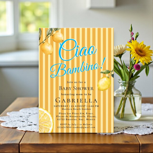 Convites Chamada Bebê Faixa Amarela Chuveiro de Limão Bebê (Criador carregado)