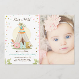 Convites Chamada de aniversário de Wild One Teepee Boho Gir