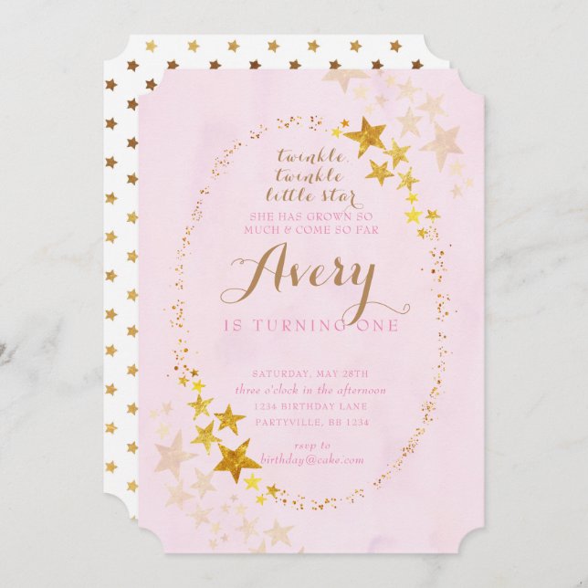 Convites Chamada de Aniversário do Twinkle Twinkle Little S (Frente/Verso)